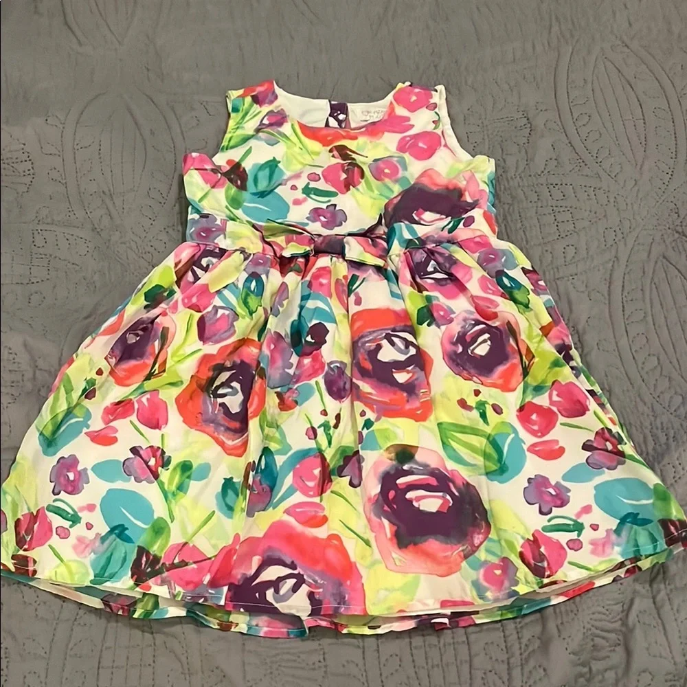 Place White and Pink Sleeveless Scoop Neck Sundress - Picture 1 of 3